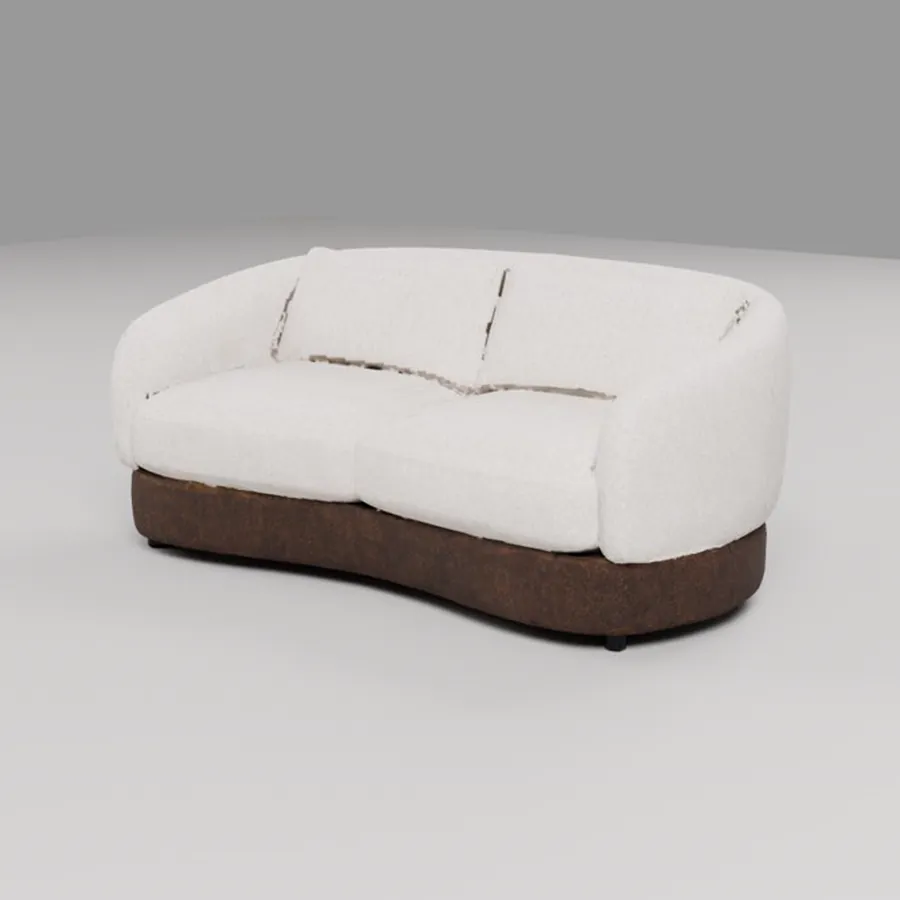 Curved two-seat sofa: the 3D model made from the image