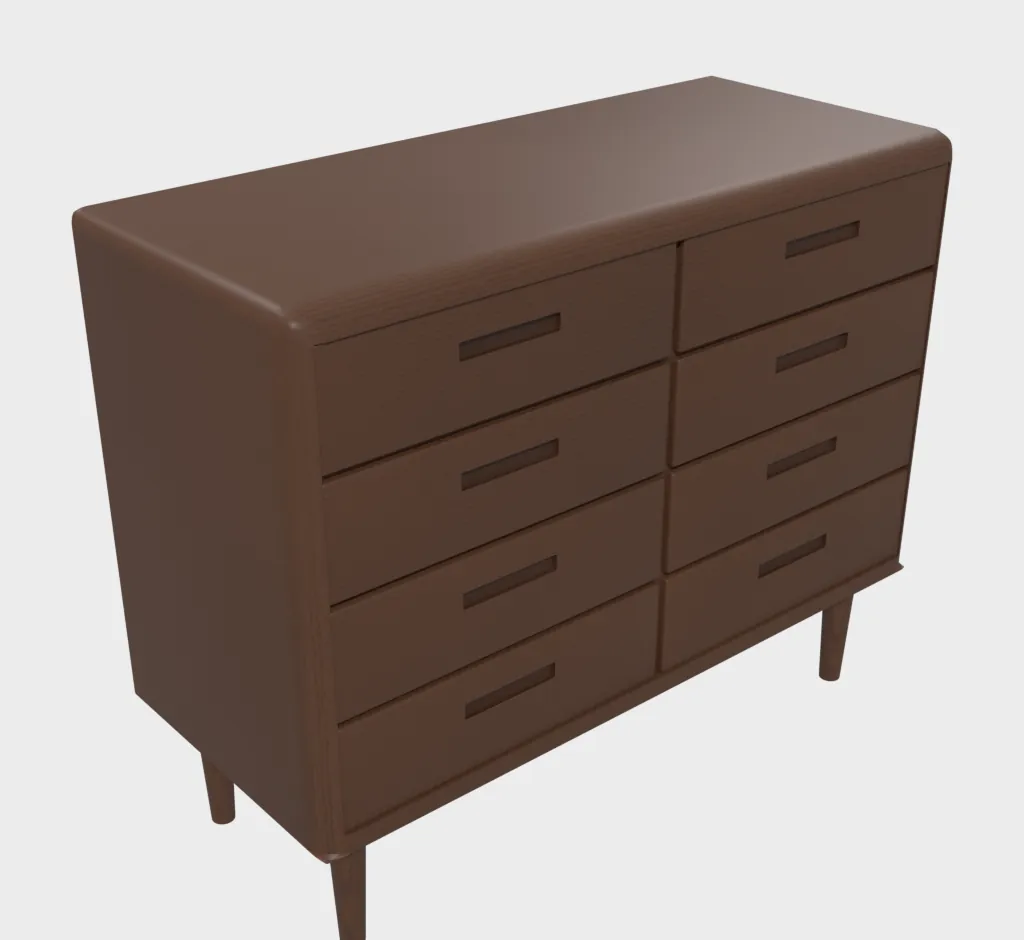 The same dresser rebuilt from measured parts, with straight edges and even drawer gaps.