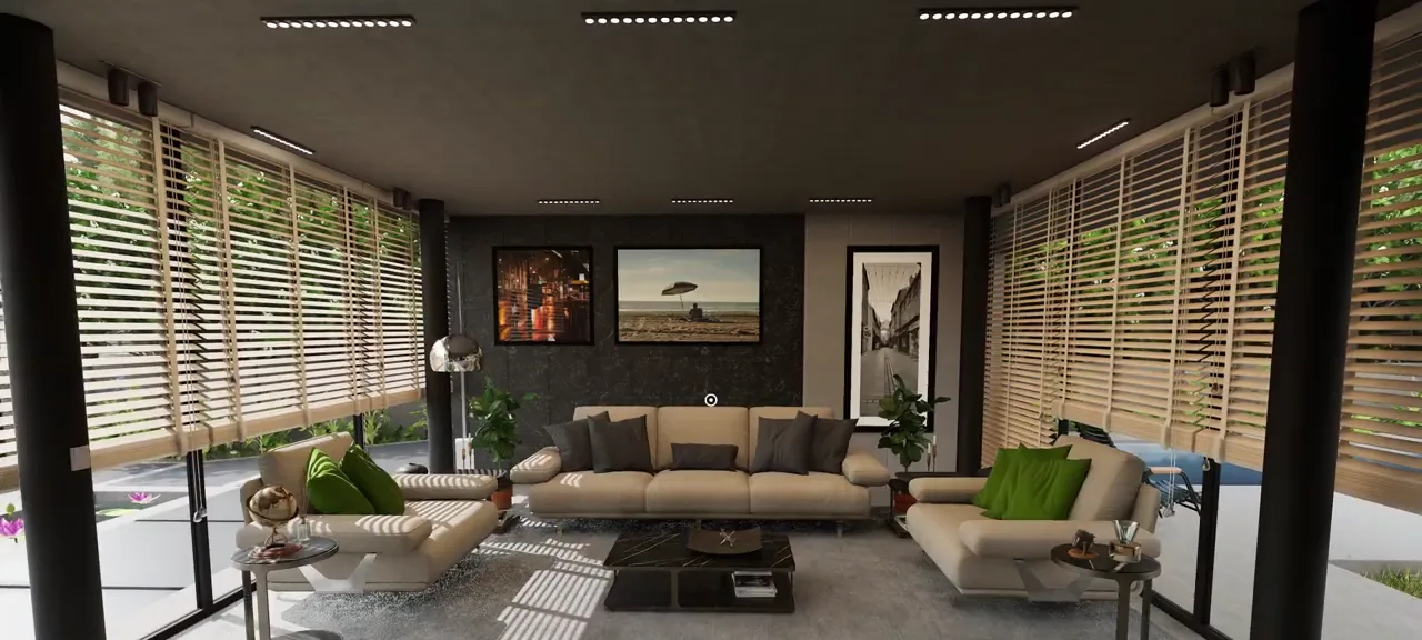 Living room in Artisan House, furnished